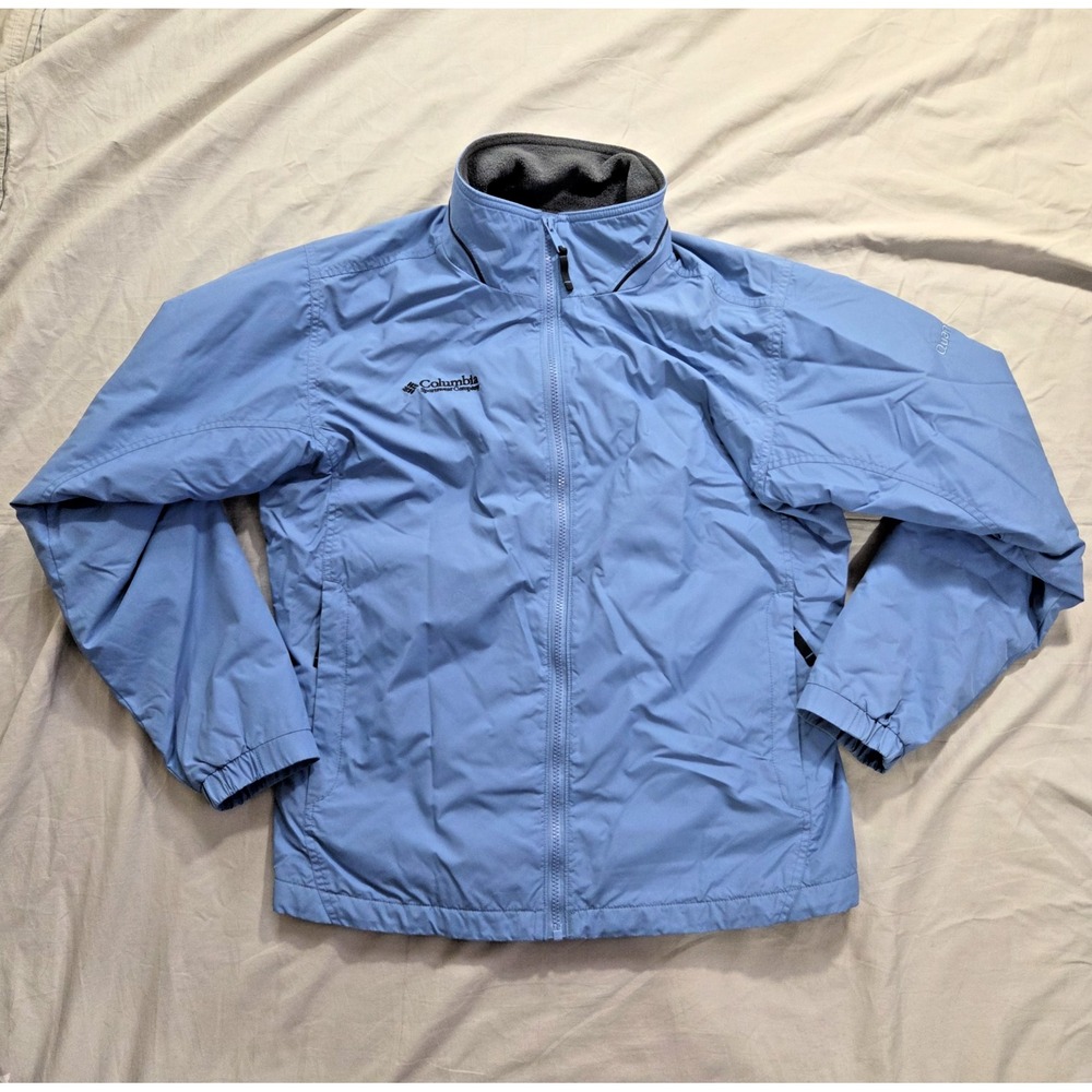 Columbia Quantum Winter Ski Jacket Womens Sz L Light Blue Insulated Fleece Lined